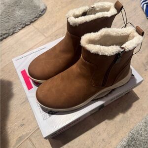 Brown Shearling-Lined Ankle Boots